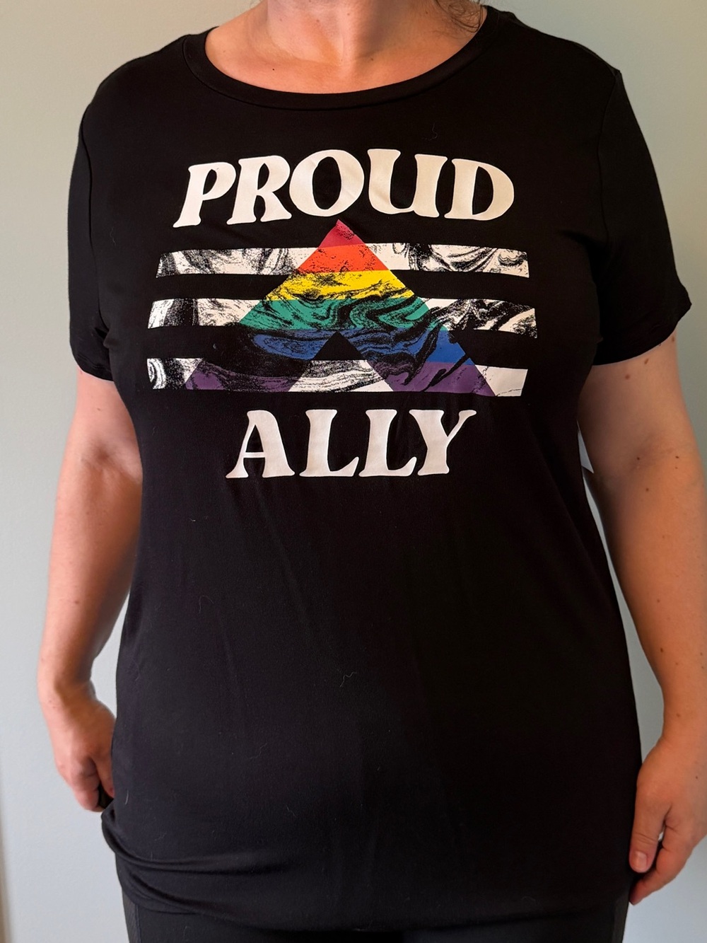 torrid Black 'Proud Ally' Graphic Tee with Rainbow Accent
